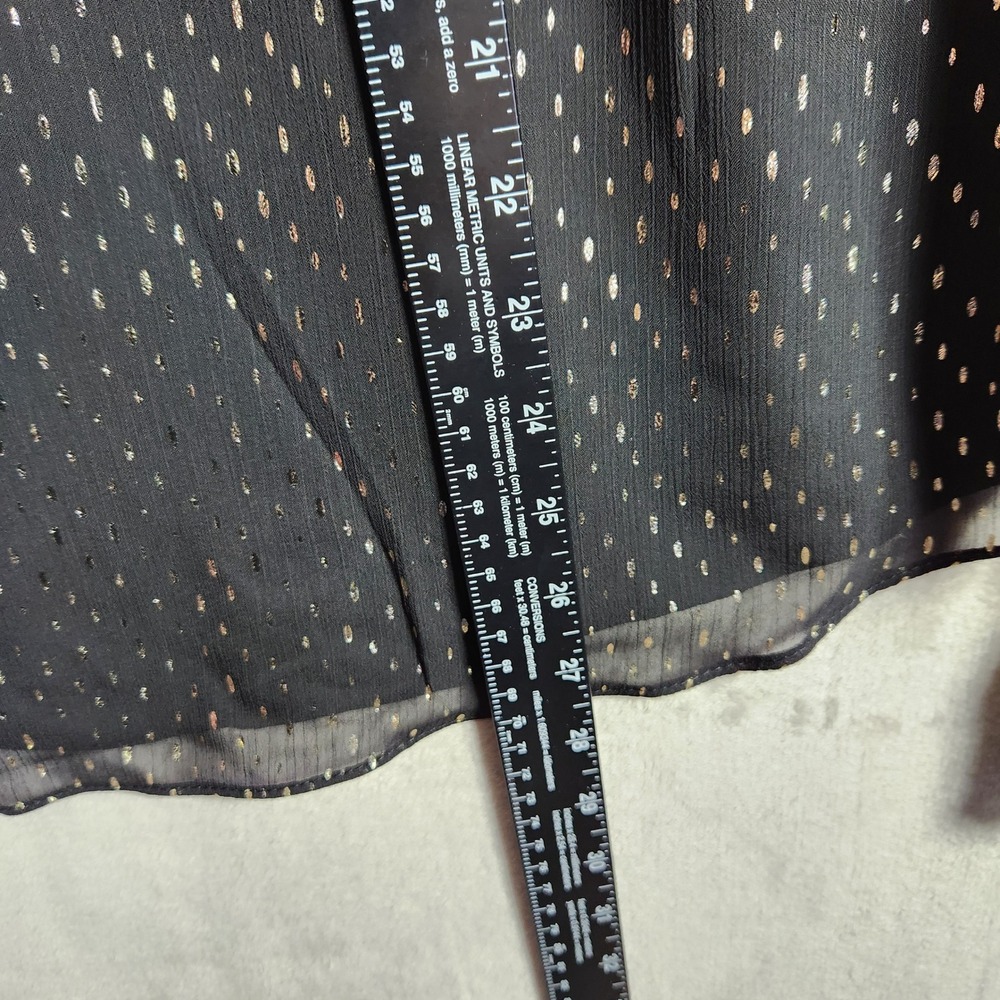 Vince Camuto Twinkle Glow Blouse Women 1X Black Gold Metallic Dot Chiffon Career - Picture 7 of 7